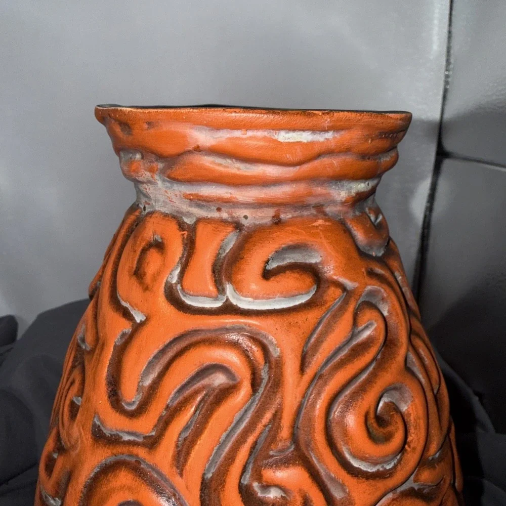 Vintage Haeger Pottery Vase 4080, MCM Swirl, RED PRE OWNED